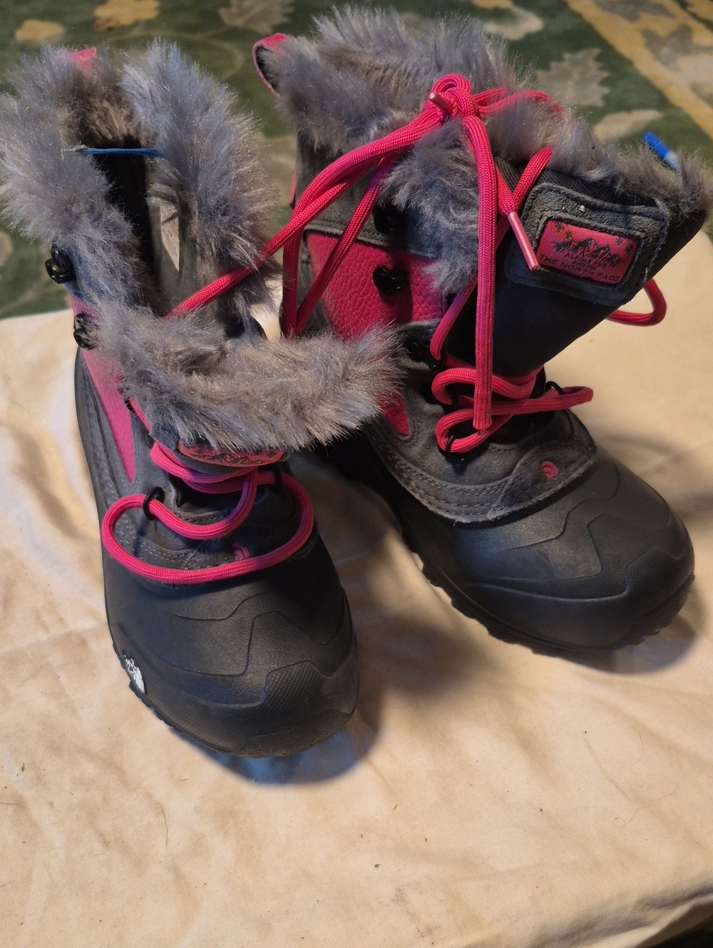The North Face Kids Pink and Gray Winter Boots